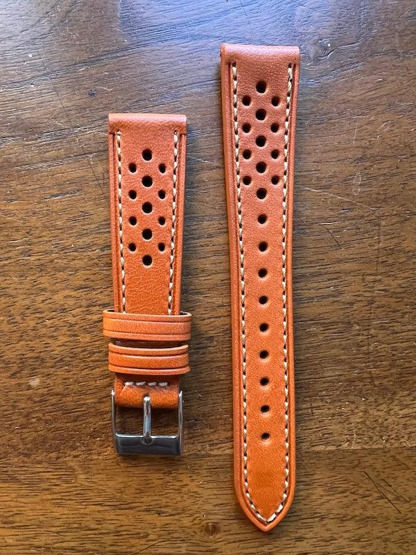 Bracelet Rallye Prestige en cuir marron orangé