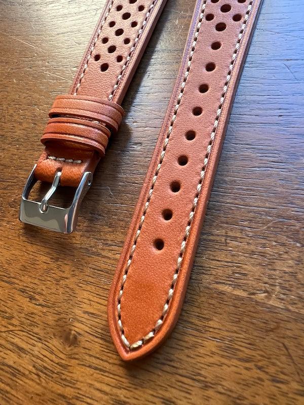 Bracelet Rallye Prestige en cuir marron orangé
