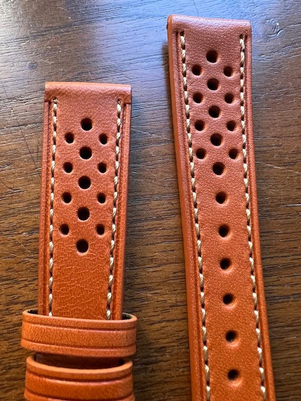 Bracelet Rallye Prestige en cuir marron orangé