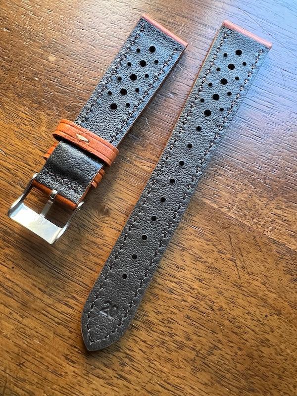 Bracelet Rallye Prestige en cuir marron orangé