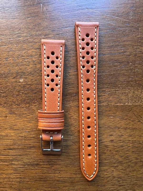 Bracelet Rallye Prestige en cuir marron orangé