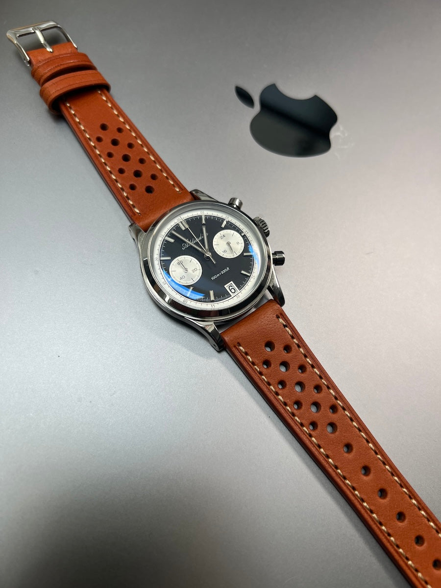 Bracelet Rallye Prestige en cuir marron orangé