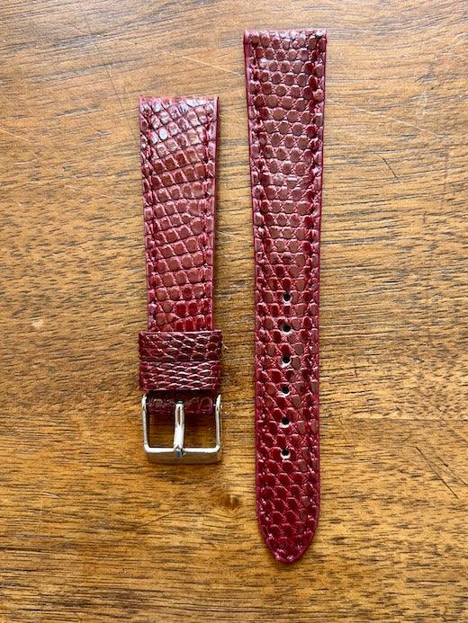 Bracelet en cuir de lézard véritable bordeaux