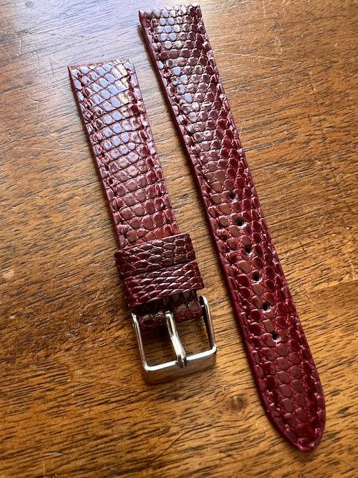 Bracelet en cuir de lézard véritable bordeaux