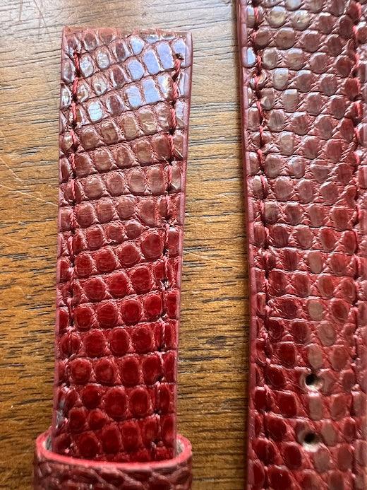 Bracelet en cuir de lézard véritable bordeaux