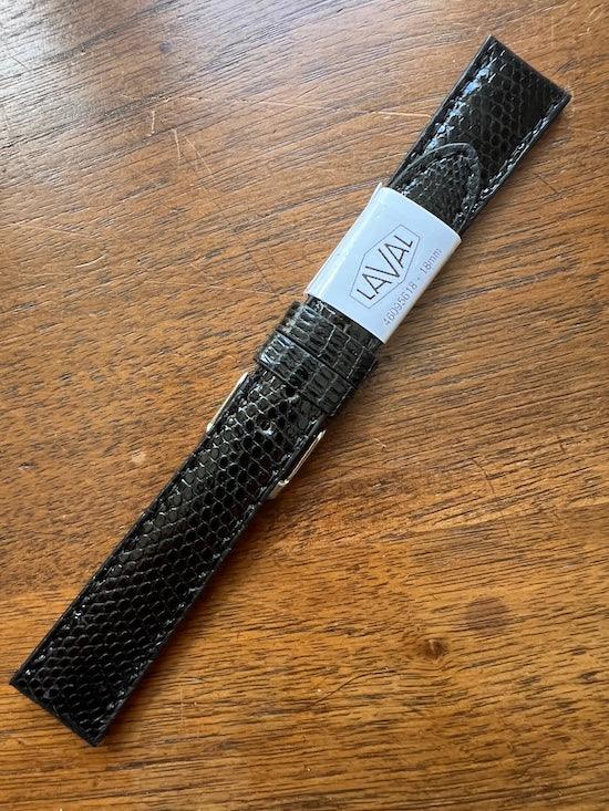 Bracelet en cuir de lézard véritable noir