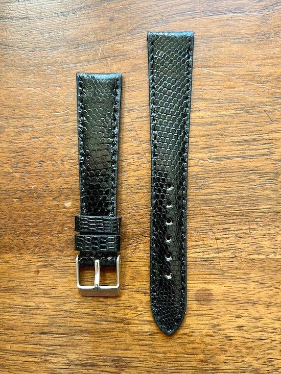 Bracelet en cuir de lézard véritable noir