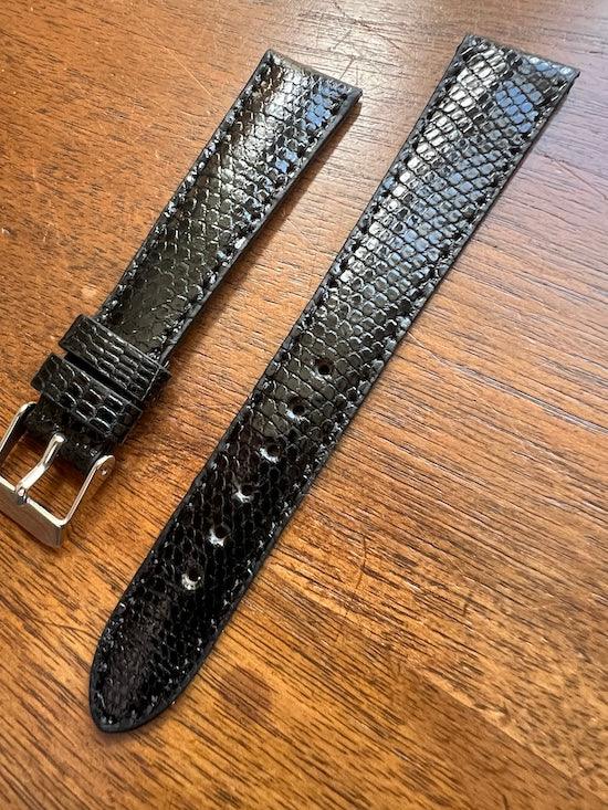 Bracelet en cuir de lézard véritable noir