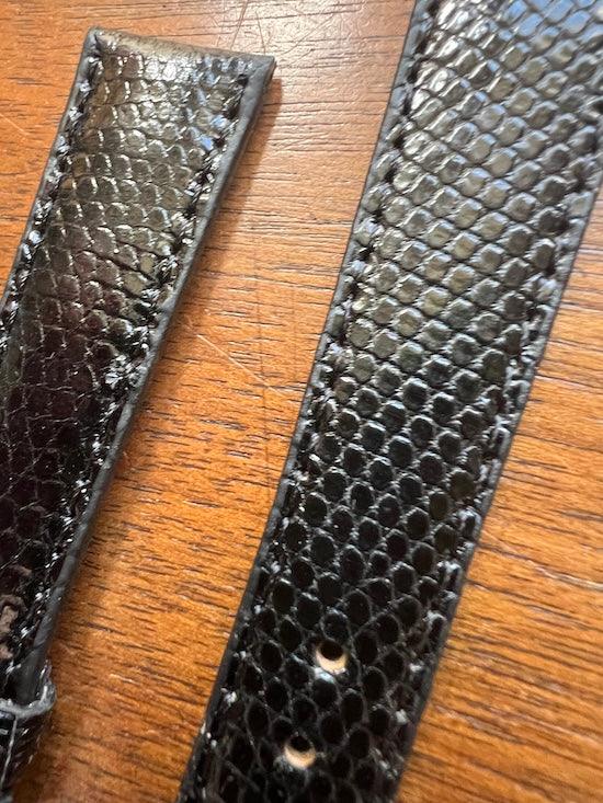 Bracelet en cuir de lézard véritable noir