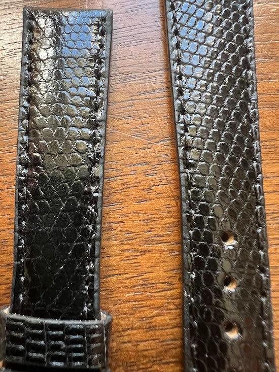Bracelet en cuir de lézard véritable noir