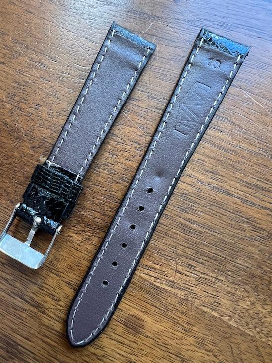 Bracelet en cuir de lézard véritable noir
