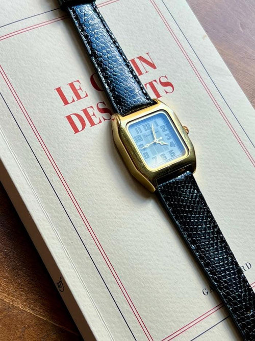 Bracelet en cuir de lézard véritable noir