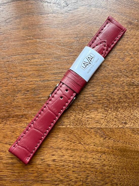 Bracelet en cuir véritable façon croco bordeaux