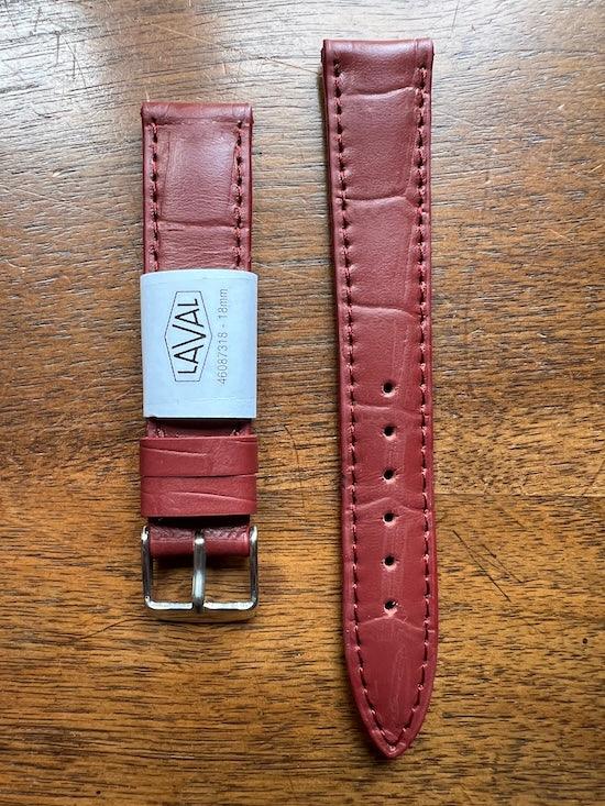 Bracelet en cuir véritable façon croco bordeaux