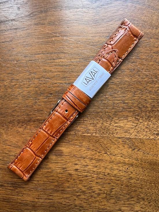 Bracelet en cuir véritable façon croco havane