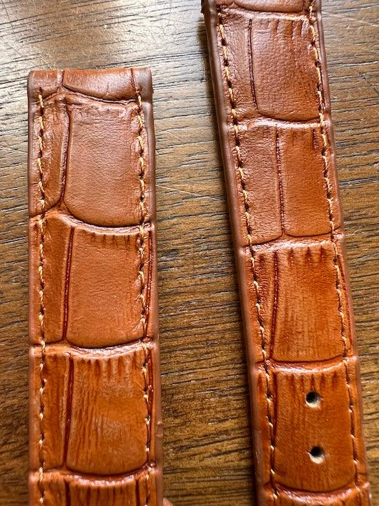 Bracelet en cuir véritable façon croco havane