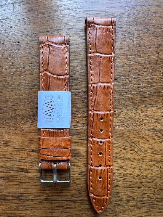 Bracelet en cuir véritable façon croco havane