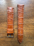 Bracelet en cuir véritable façon croco havane