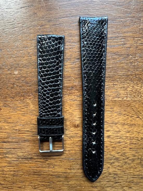 Bracelet en cuir de lézard véritable noir