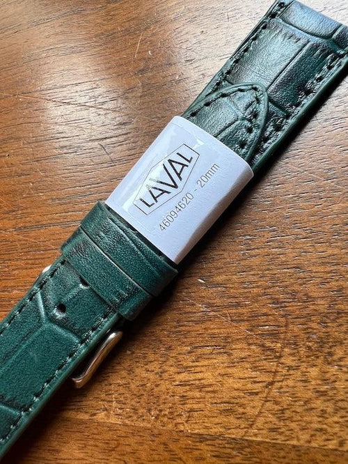 Bracelet en cuir véritable façon croco vert foncé