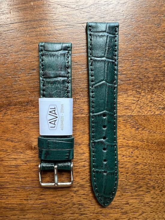 Bracelet en cuir véritable façon croco vert foncé