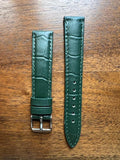 Bracelet en cuir véritable façon croco vert foncé