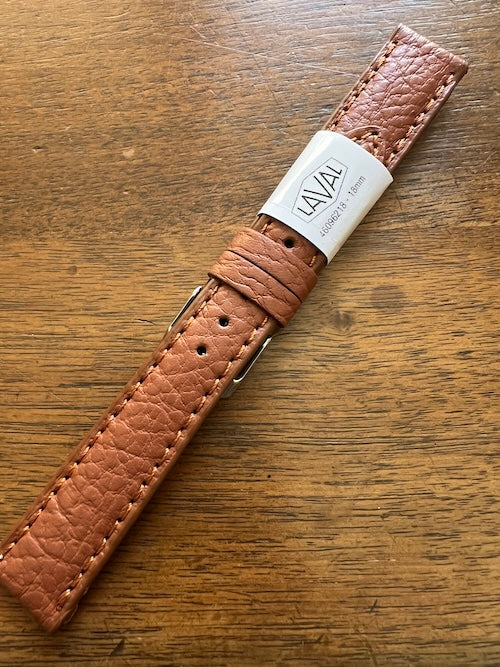 Bracelet en cuir véritable grainé cognac