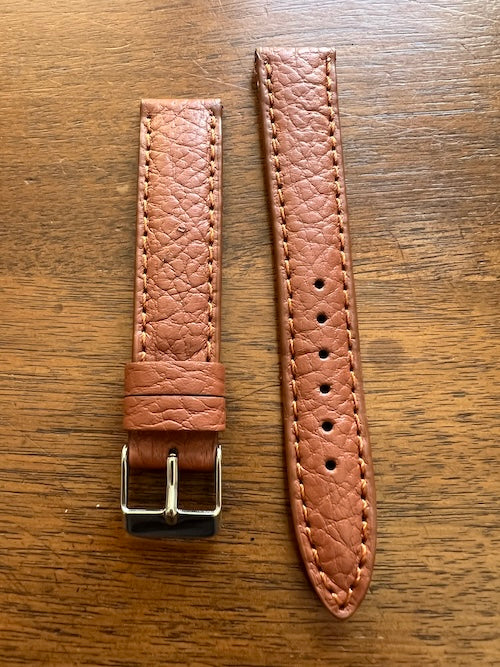 Bracelet en cuir véritable grainé cognac