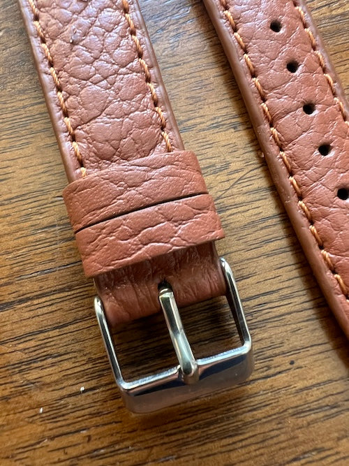 Bracelet en cuir véritable grainé cognac