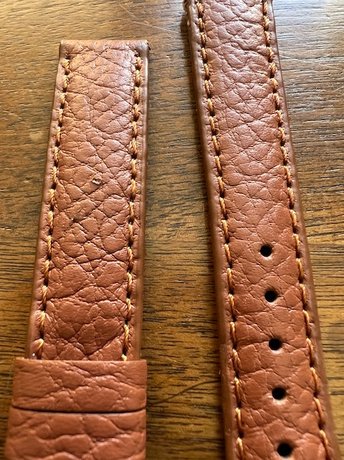 Bracelet en cuir véritable grainé cognac
