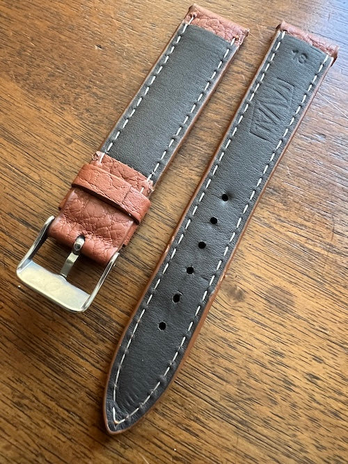 Bracelet en cuir véritable grainé cognac
