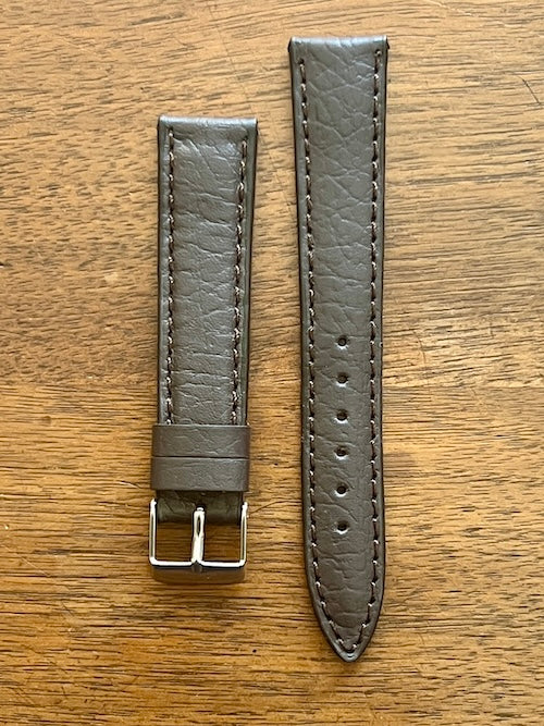 Bracelet en cuir véritable grainé brun foncé
