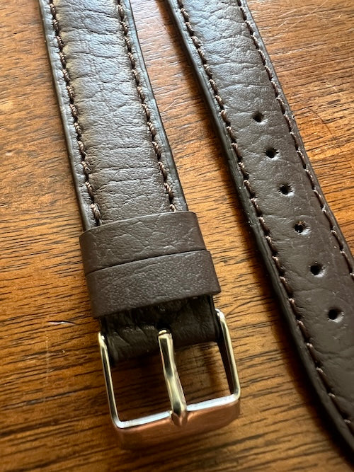 Bracelet en cuir véritable grainé brun foncé