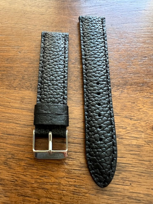 Bracelet en cuir véritable grainé noir