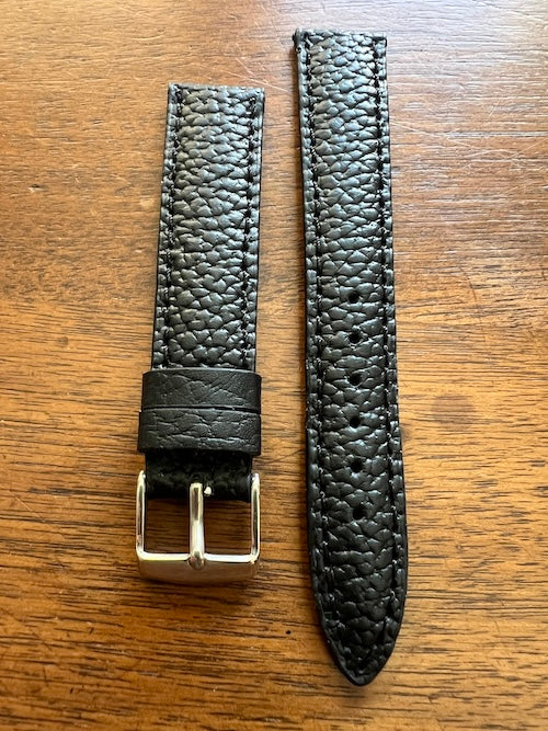 Bracelet en cuir véritable grainé noir