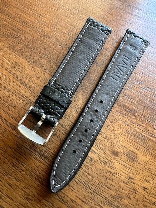 Bracelet en cuir véritable grainé noir