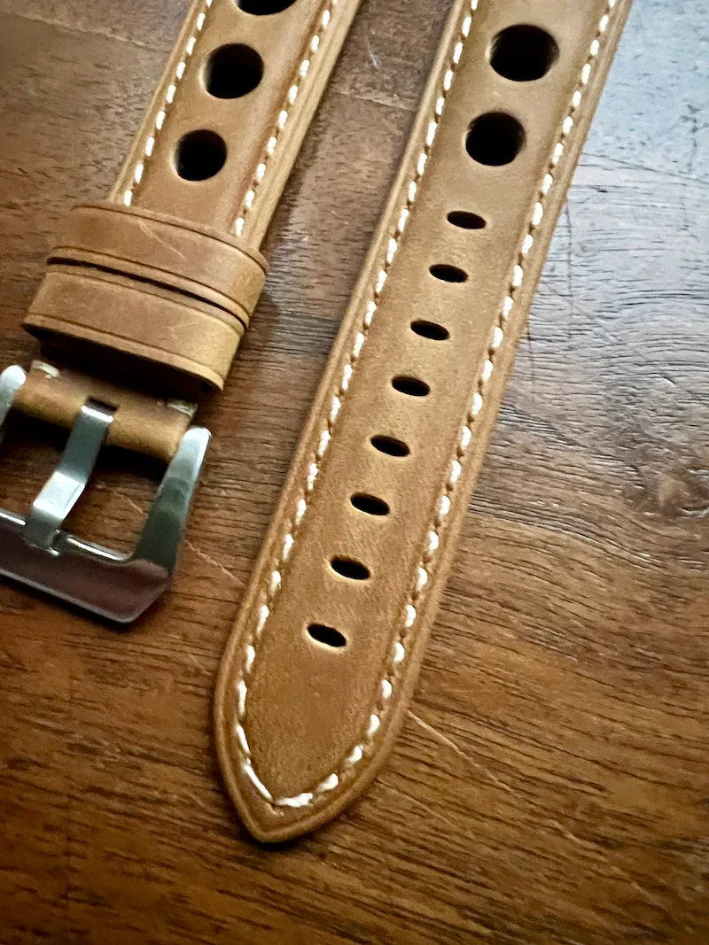 Bracelet Pilote en cuir beige tan - Vinty Watches