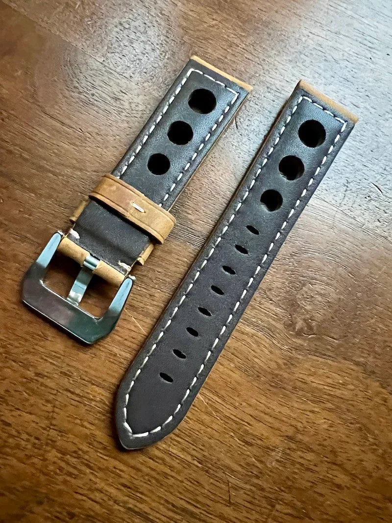 Bracelet Pilote en cuir beige tan - Vinty Watches