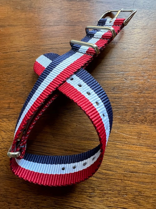 Bracelet NATO en nylon balistique bleu blanc rouge