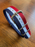Bracelet NATO en nylon balistique bleu blanc rouge