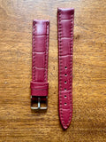 Bracelet en cuir véritable façon croco bordeaux