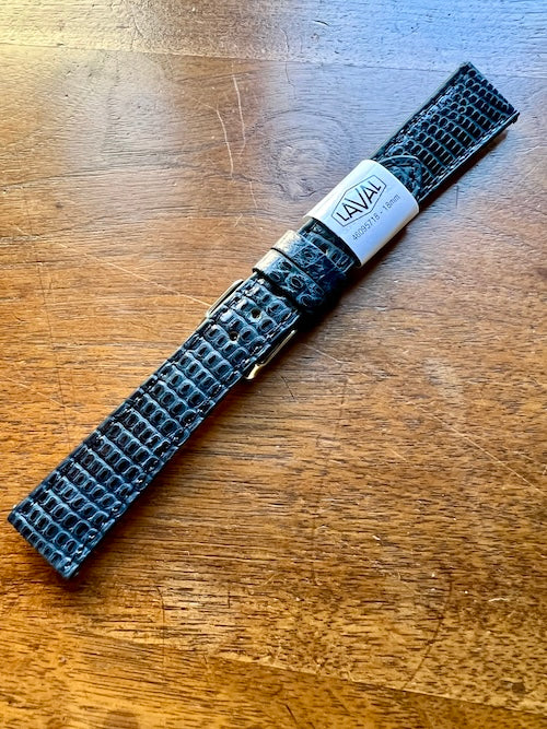 Bracelet en cuir de lézard véritable bleu foncé