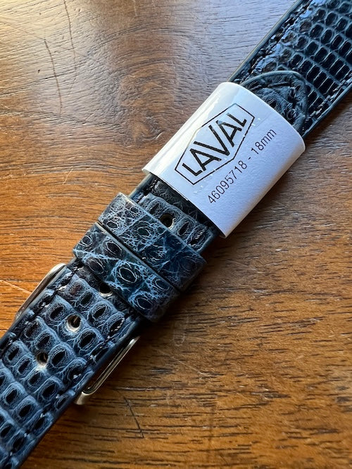 Bracelet en cuir de lézard véritable bleu foncé