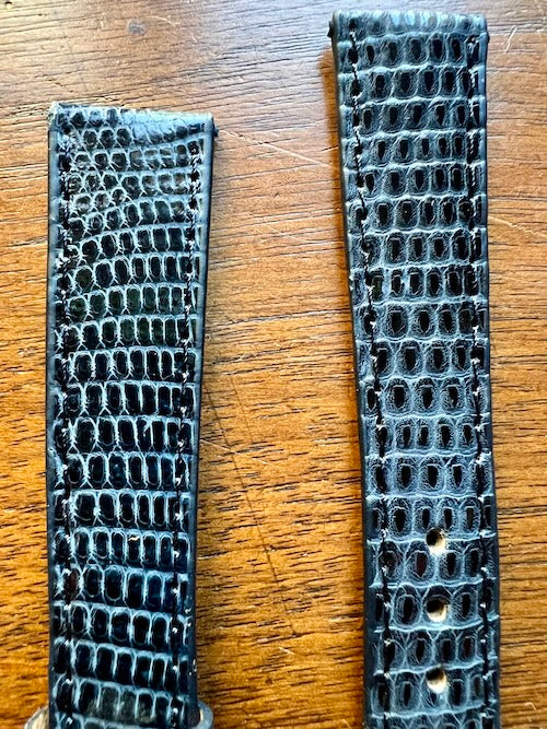 Bracelet en cuir de lézard véritable bleu foncé
