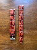 Bracelet en cuir véritable façon croco havane