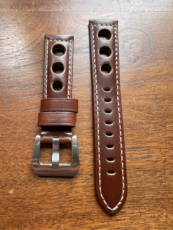 Bracelet Pilote en cuir marron châtaigne - Vinty Watches