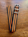 Bracelet NATO en nylon balistique noir et orange - Vinty Watches