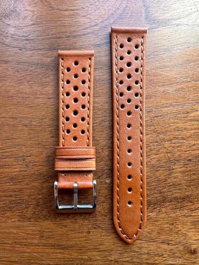 Bracelet Rallye en cuir marron caramel - Vinty Watches