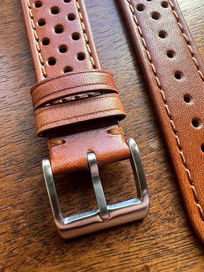 Bracelet Rallye en cuir marron caramel - Vinty Watches