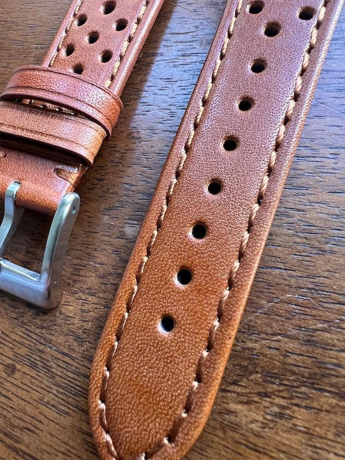Bracelet Rallye en cuir marron caramel - Vinty Watches